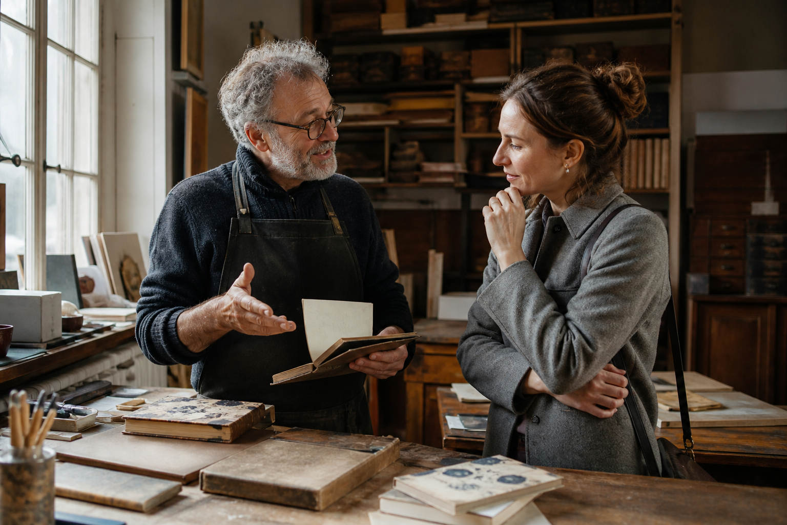 Échange entre un artisan et une cliente